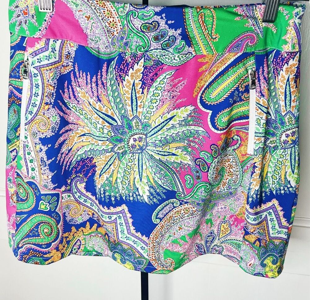 Polo Ralph Lauren Athletic Golf Skort Colorful Paisley Girls Size 16 XLarge
